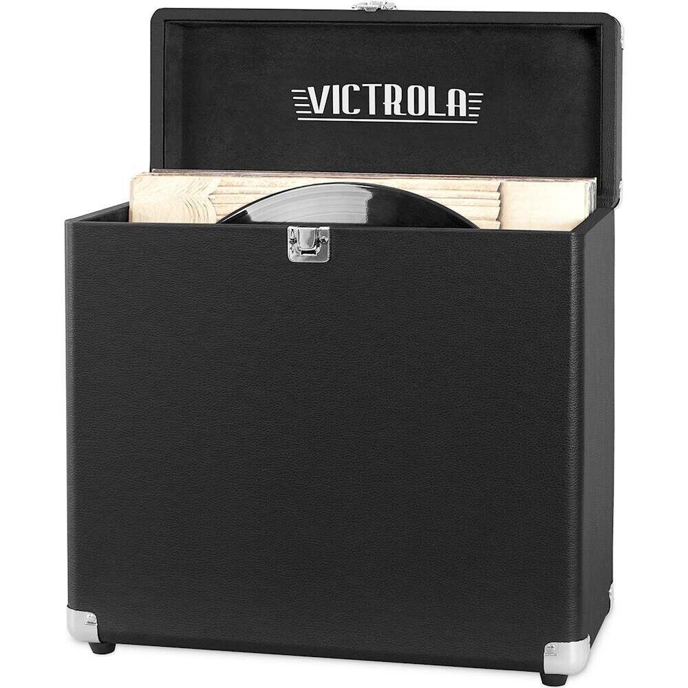 Victrola VSC-20-BK-SDF Vinyl Record Storage Carrying Case for 30 Records - Black