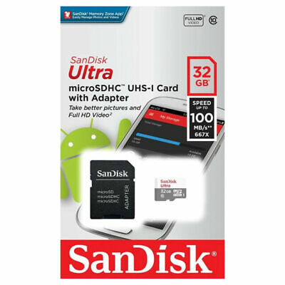 SanDisk ULTRA MicroSDHC UHS-I Card w/ adapter 32GB Speed up to 100MB/s**