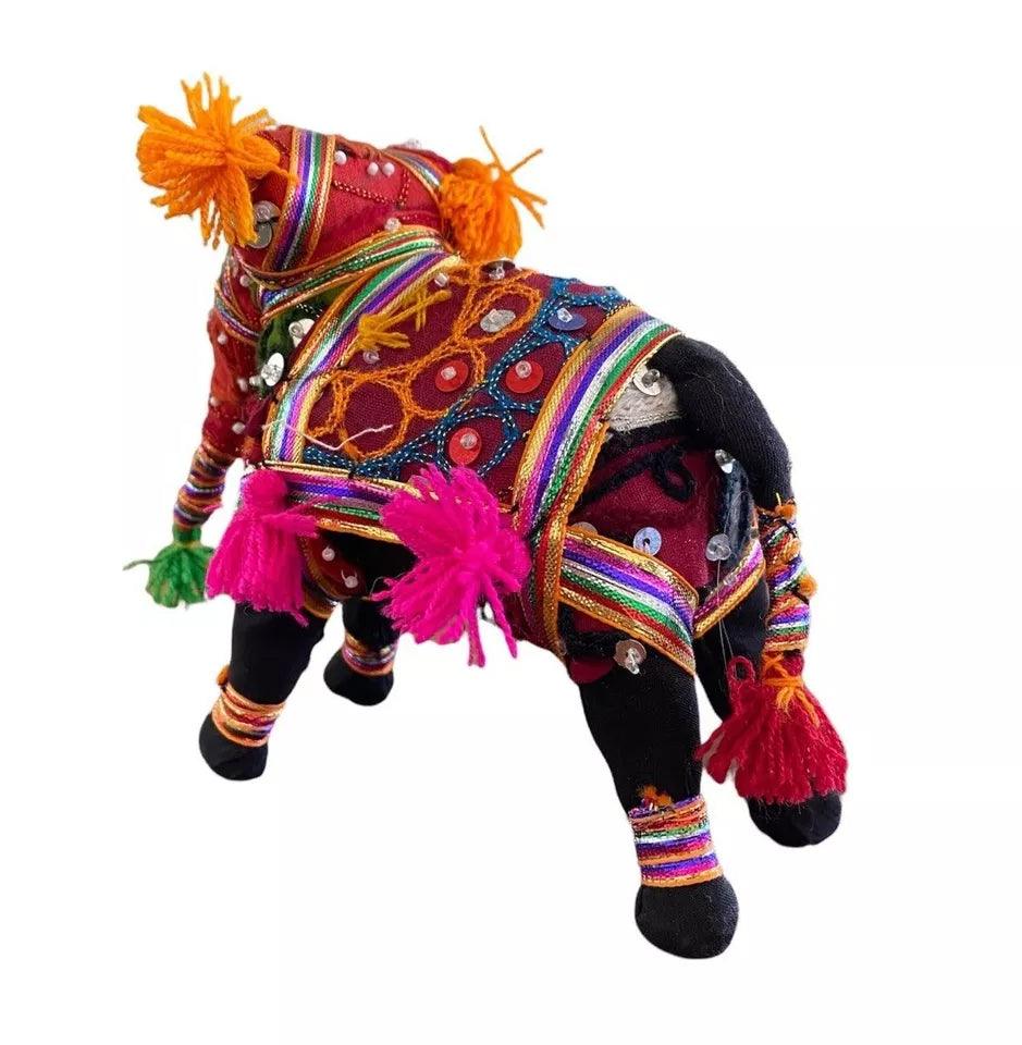 Hand-Crafted Rajasthan Fabric Embroidered Boho Patchwork Elephant