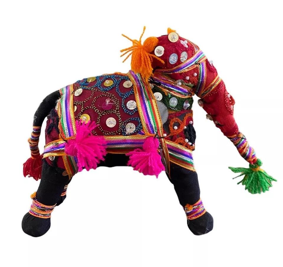 Hand-Crafted Rajasthan Fabric Embroidered Boho Patchwork Elephant