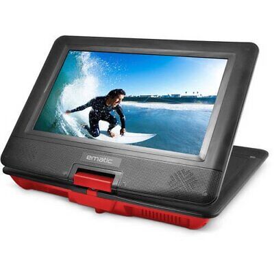 Ematic 10" Portable DVD Player w/ Headphones and Car Headrest Mount, Red