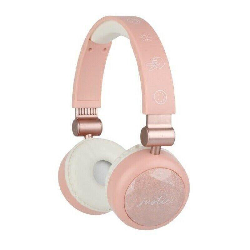 Justice Bluetooth Over-Ear Fashion Headphones, Glitter & Light Pink JUSHP01-LPNK