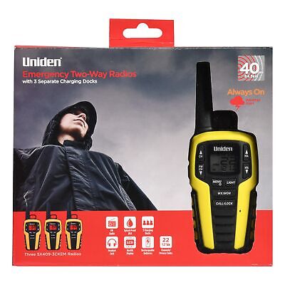 Uniden 40 Mile Range Emergency Two-Way Radios, Black & Yellow