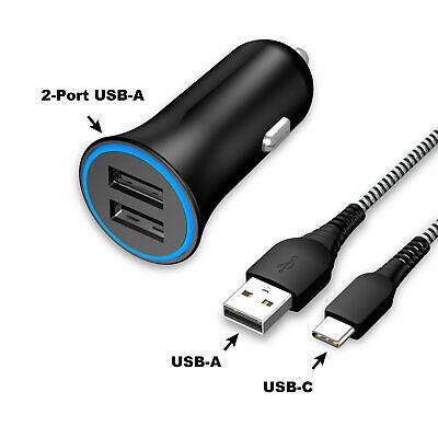 Connect Onn Dual-Port Car Charging Kit w/ USB-C to USB Cable