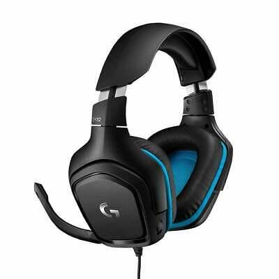 Logitech G432 7.1 Surround Sound Wired Gaming Headset, Black/Blue