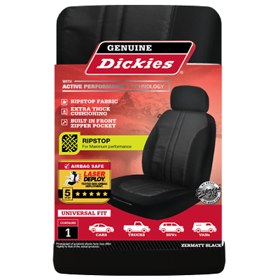 Dickies Anti-Rip Fabric Heavy Duty Seat Covers 2 pc, Black/Grey