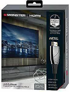 Monster WHV1-1010-BLK UHD Platinum Fiber Optic HDMI Cable 15 feet. Black