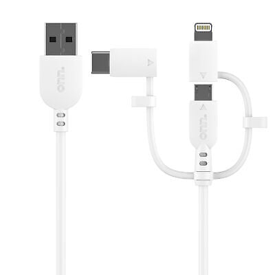Onn 6' Tri-Tip (Lightning, USB-C, & Micro-USB Tips) to USB Cable - MFI Certified
