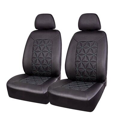 AutoDrive 1902SC4 - Teal Quilted 2-Pack Seat Covers Black - Universal Fit