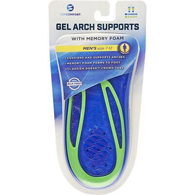 Sof Comfort Gel Arch Support Memory Foam Insole Men's 7-12