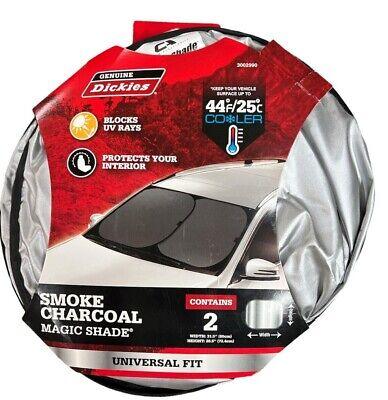 Genuine Dickies Universal Auto Twist Sunshades, Smoke Charcoal (2 Pack)