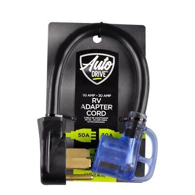 AutoDrive 10/3 STW 50-30Amp Universal RV Adapter 1.5' Extension Cord Lighted End