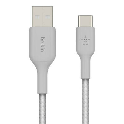 Belkin F2CU075-05-SLV 5ft. USB-C to USB-A Charging Cable + Strap, Silver