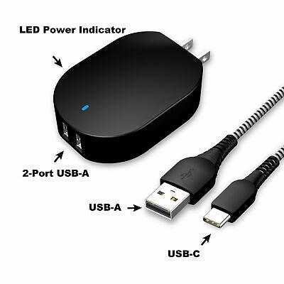 Connect Onn Dual-Port Wall Charging Kit w/ USB-C to USB Cable WIABLK100007964