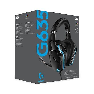 Logitech G635 Lightsync Gaming Headset, Black/Blue