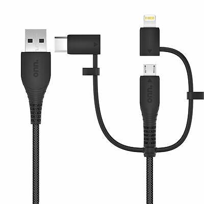 Connect Onn. 3' Tri-tip to USB Cable WIABLK100008321, Black GA - Raastadeals