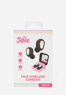 Justice JUSEB02-RBW True Wireless Earbuds w/ Mirror Case, Rainbow Design
