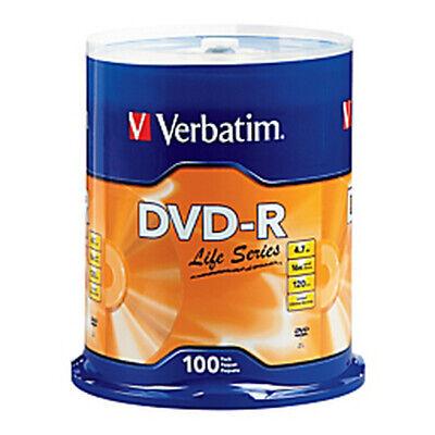 Verbatim DVD-R Life Series 4.7GB 16x, 100-Count Media Discs Spindle