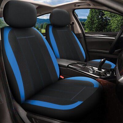 AutoDrive 2-Pack Seat Cover Fits Seats w/ Removable Headrests, Black/Blue