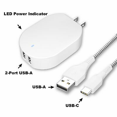 ONN Dual-Port Wall Charging Kit With USB-C To USB Cable, White GA