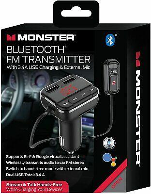 Monster Bluetooth FM Transmitter with 3.4 AMP USB Charging and External Mic