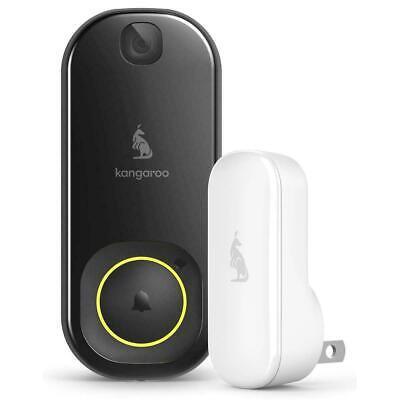 Kangaroo Doorbell Camera + Chime, Black Monitor from your Phone w/ the App