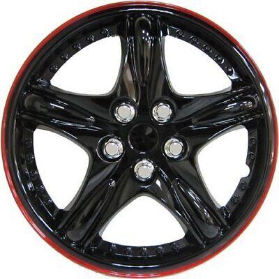 Wheel Covers 14" Sea Star Black w/ Red Trim, Set of 4