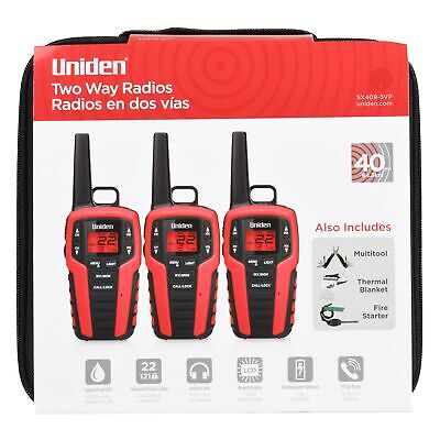 Uniden 40 Mile 22 Channel Two-Way Radios - Red, Pack of 3