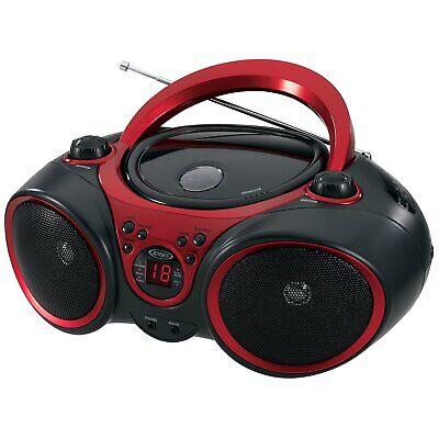 Jensen CD-490 Portable Stereo CD Player with AM/FM Radio, Red/Black