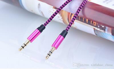 Solaray Audio Cable Stereo Aux 3.5mm Braided Cord For Home Or Car - Pink GA