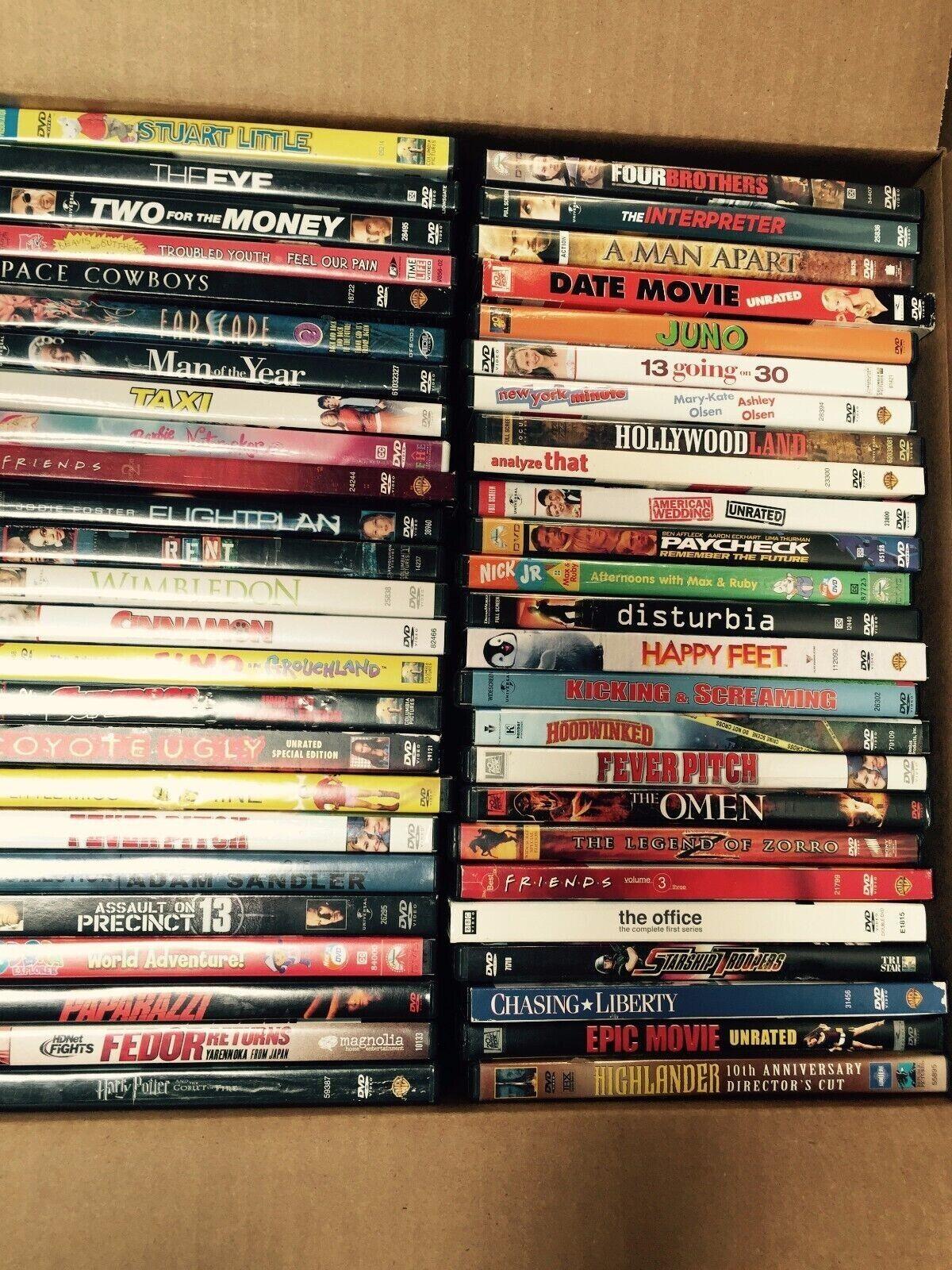 Lot of 100 Used ASSORTED DVD Movies - 100 Bulk DVDs - Used DVDs Lot - Wholesale