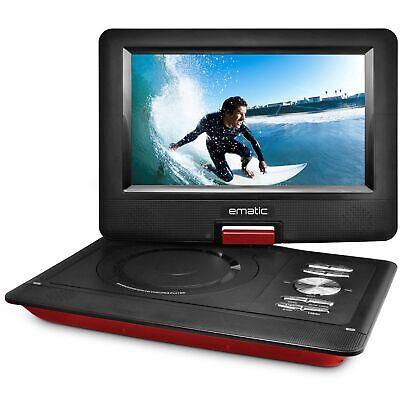 Ematic 10" Portable DVD Player w/ Headphones and Car Headrest Mount, Red