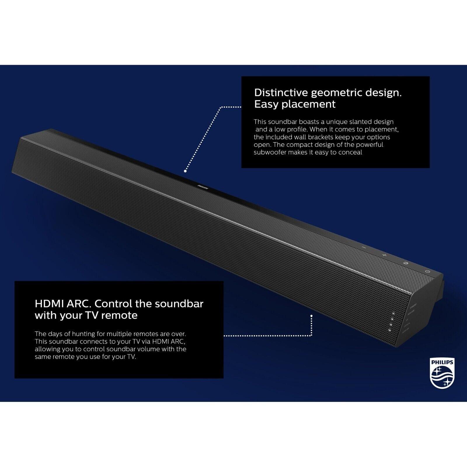 Philips TAB7305/37 2.1 Channel 300W Dolby Audio Soundbar Speaker B7305, Black