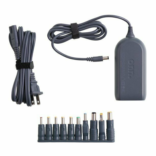 Onn 100004335 65W Universal Laptop Charger with 10 Interchangeable Tips, GA