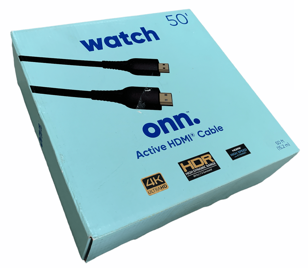 Onn Watch 50' ft Active HDMI Cable 4K Ultra HD HDR 7.2 Surround Sound Black - Raastadeals