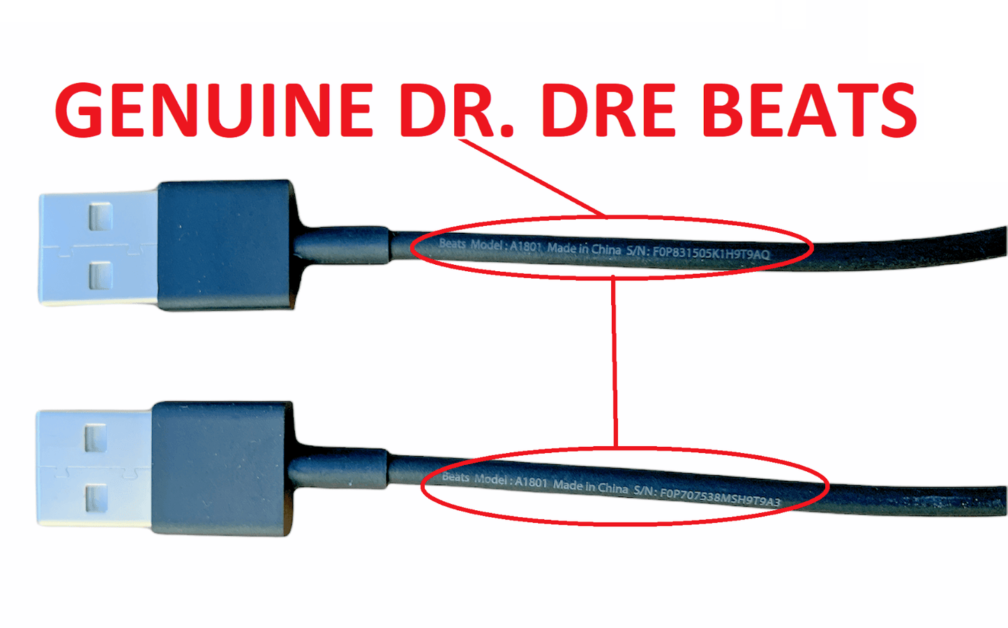 2 PACK - Beats by Dr. Dre Lightning to USB 6" Cable (MFI Certified)