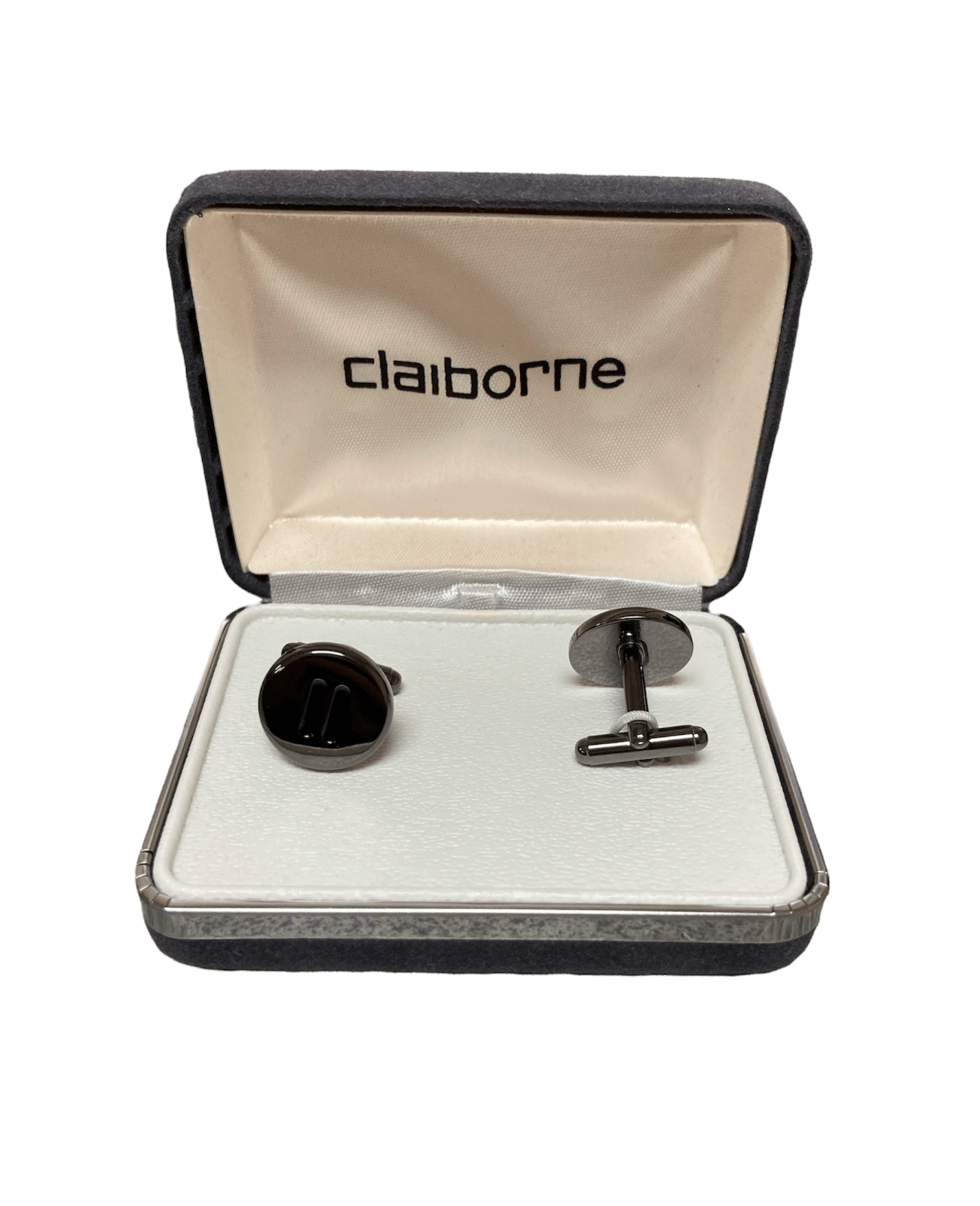 Claiborne Men's Dark Silver Round Cufflinks
