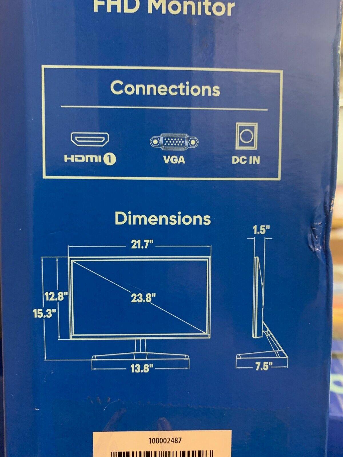 ONN 24" 1920x1080 FULL HD LED Slim Design Monitor - HDMI/VGA 60hz 14ms GB