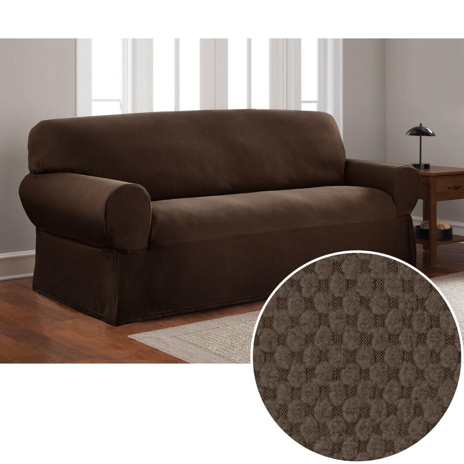 Mainstays Slipcover 1-Piece Stretch Fabric Sofa Couch Brown MS12-015-009-13 GB🔥