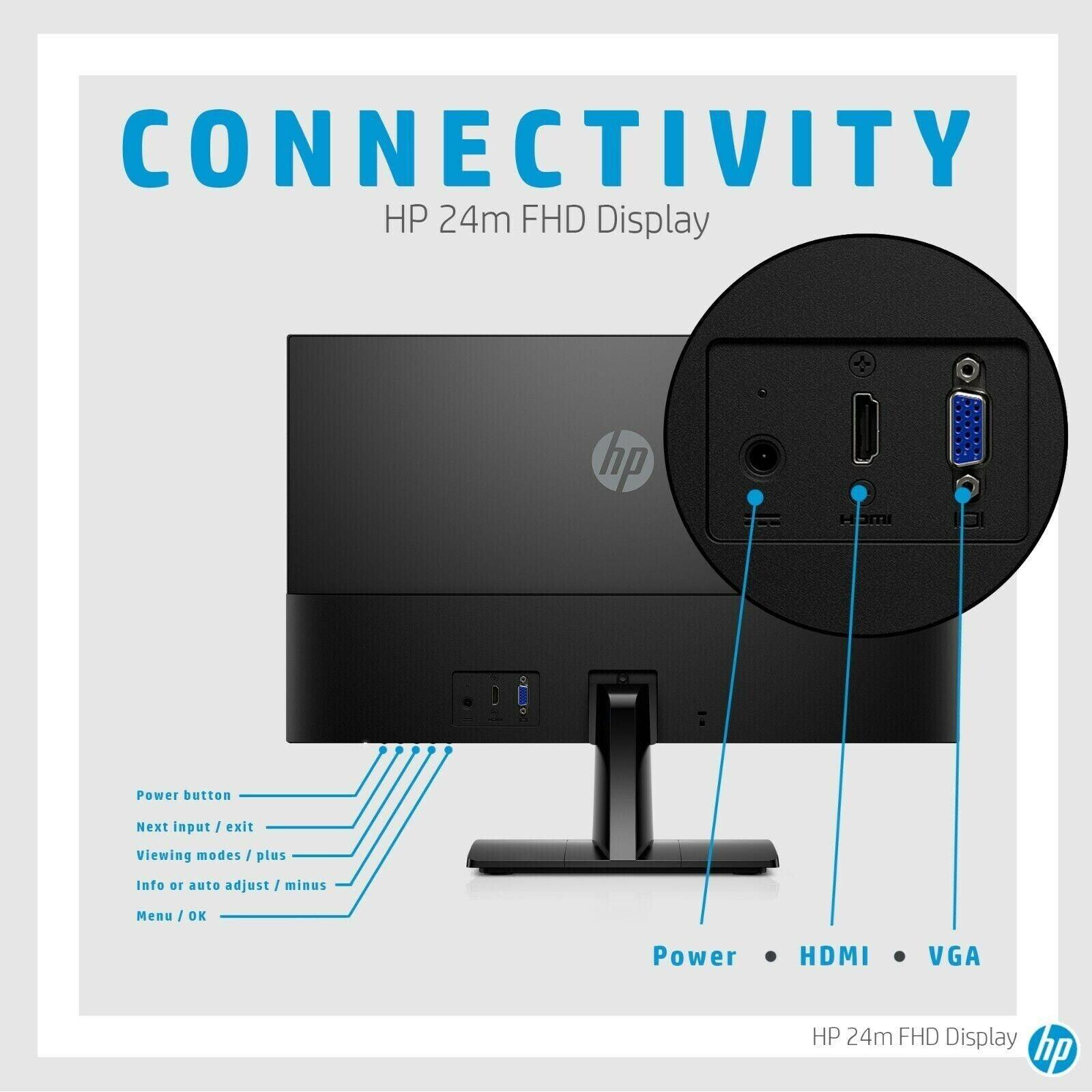 HP 24m 23.8" Micro-Edge Full HD IPS Display Monitor, 1920x1080p, 60Hz, 5ms, Tilt