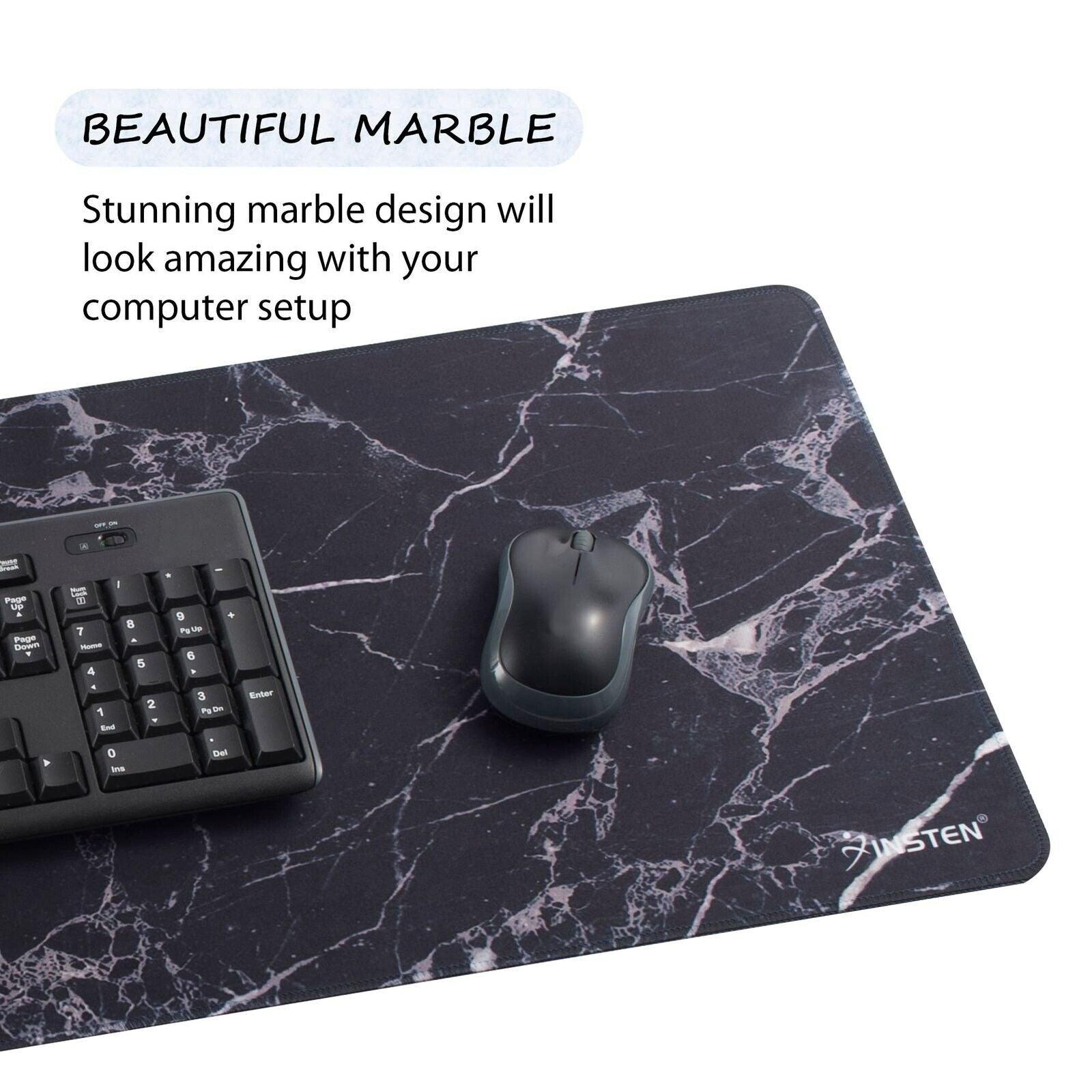 Insten XL Extended Gaming Mouse Pad, Black Marble, Non-Slip, 31" x 12"