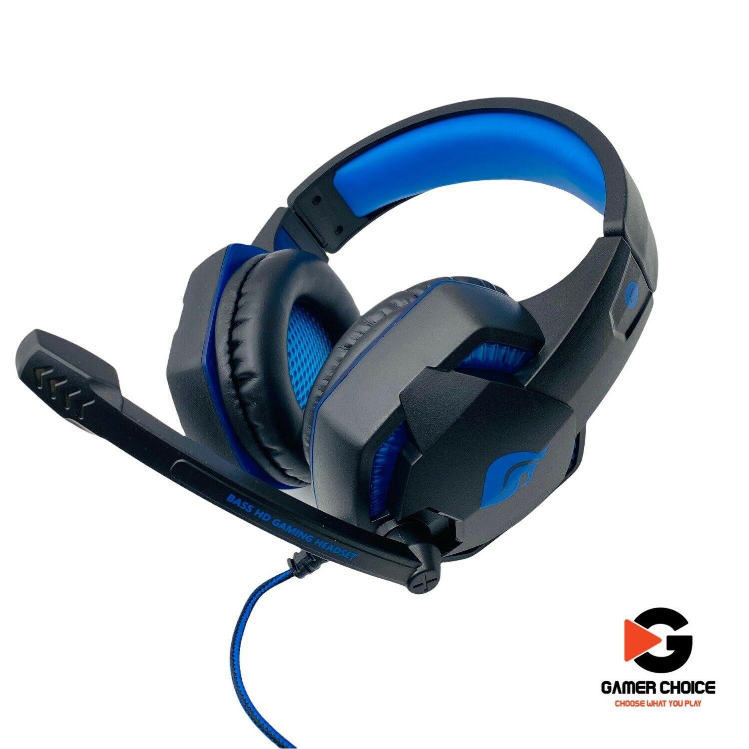 SportsBot Blue LED Gaming Over-Ear Headset, Keyboard & Mouse Combo Set