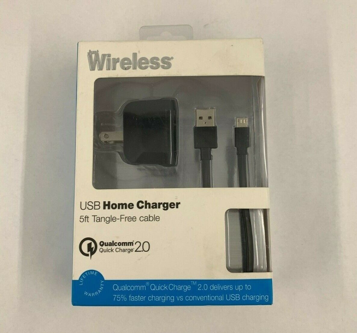 Just Wireless Micro USB to Micro USB Home Charger 5ft Tangle Free Cable Black