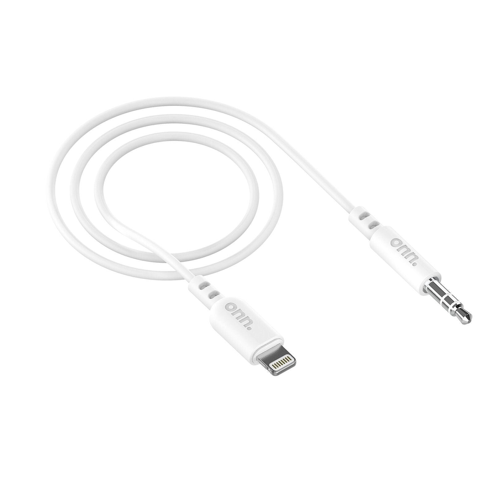 onn. WIAWHT100008142 3' Lightning to 3.5 mm Audio AUX Cable (MFI Certified)