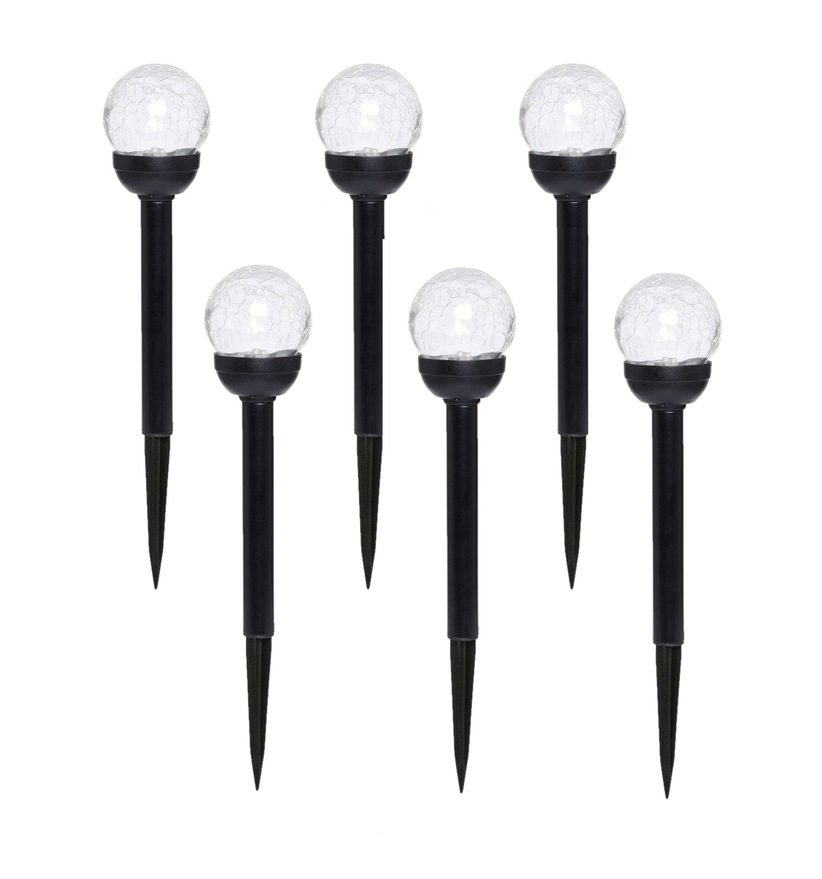 Mainstays Solar Path Light with Crackle Glass Lens, 6 Pack