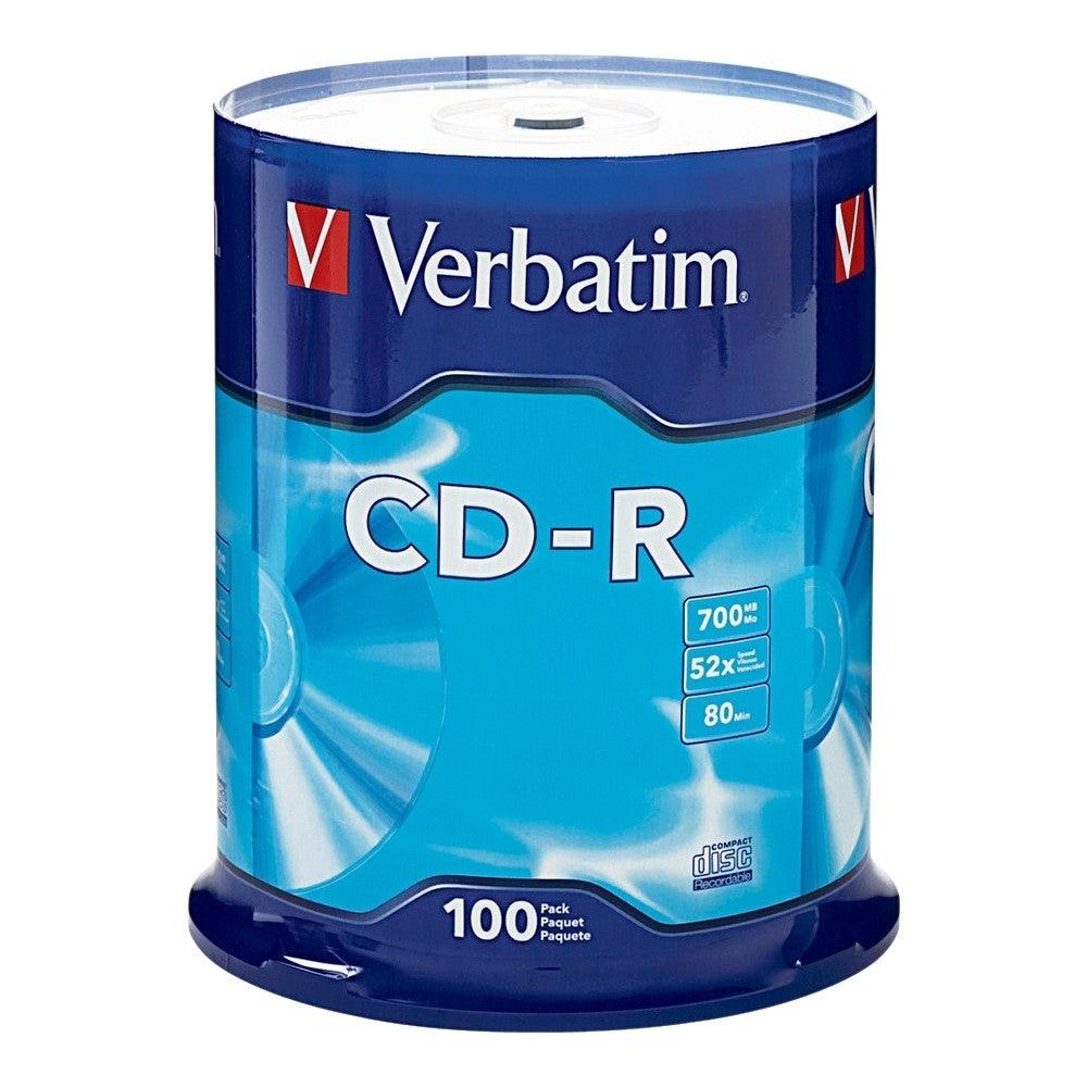 Verbatim CD-R Discs 700MB/80min 52x Spindle Silver 100/Pack