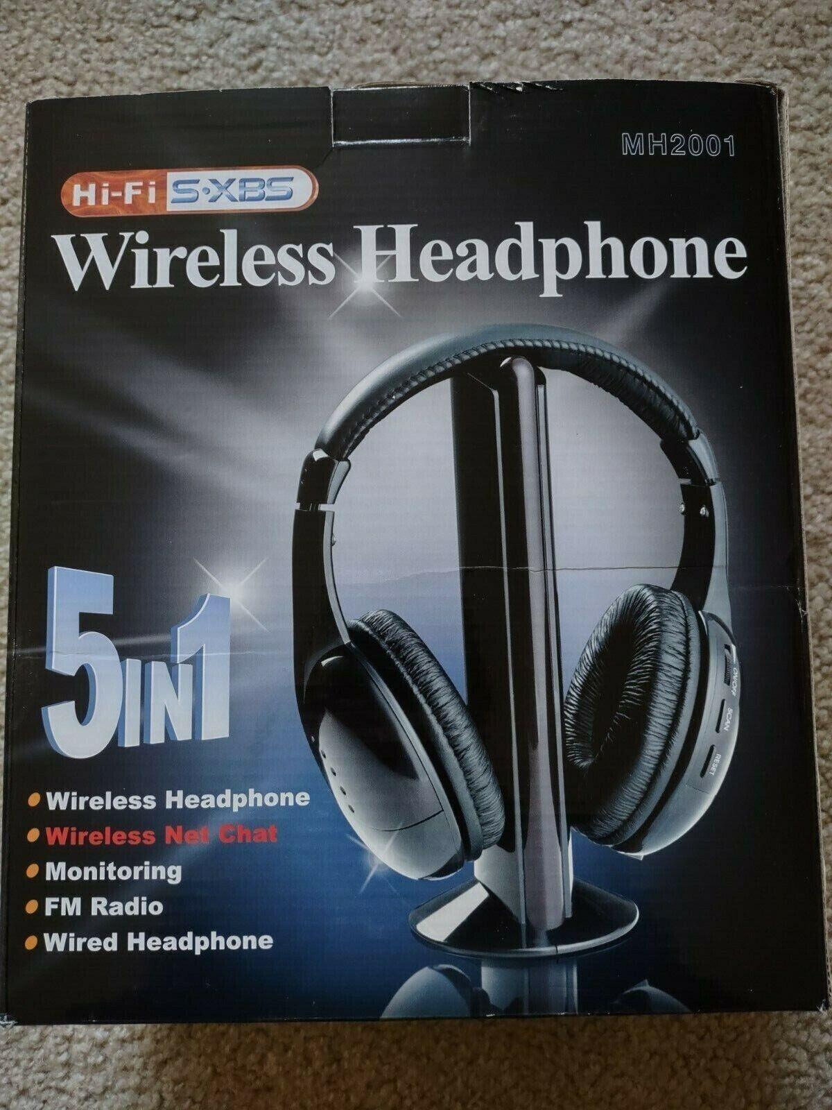 Hi-Fi S·XBS MH2001 5-in-1 Wireless Headphone w/ FM Radio & Wireless Net Chat