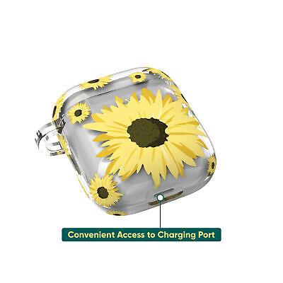 Onn Charging Case Cover for Apple Air pods (1st/2nd gens), Sunflower Design