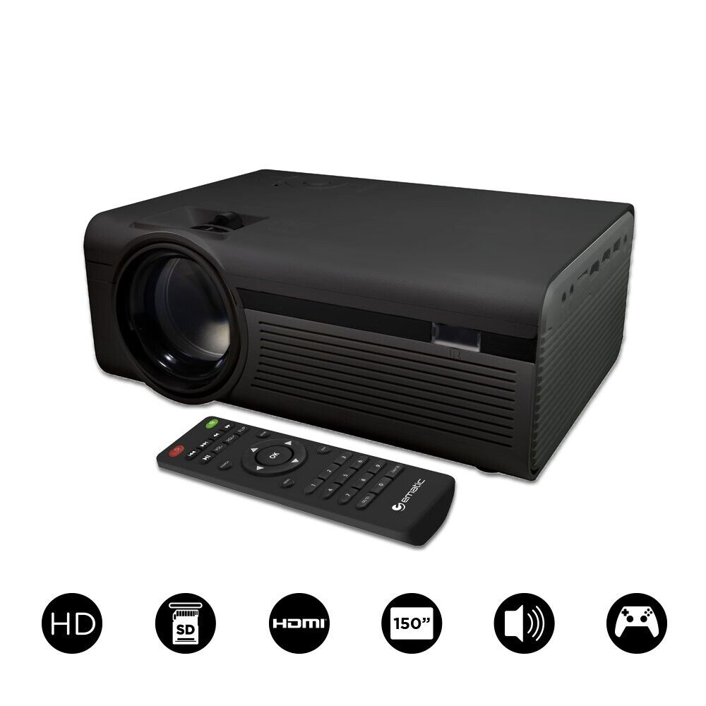 Ematic 150" Full HD 1920x1080p Multimedia Theater Projector - Black (EPJ580B)