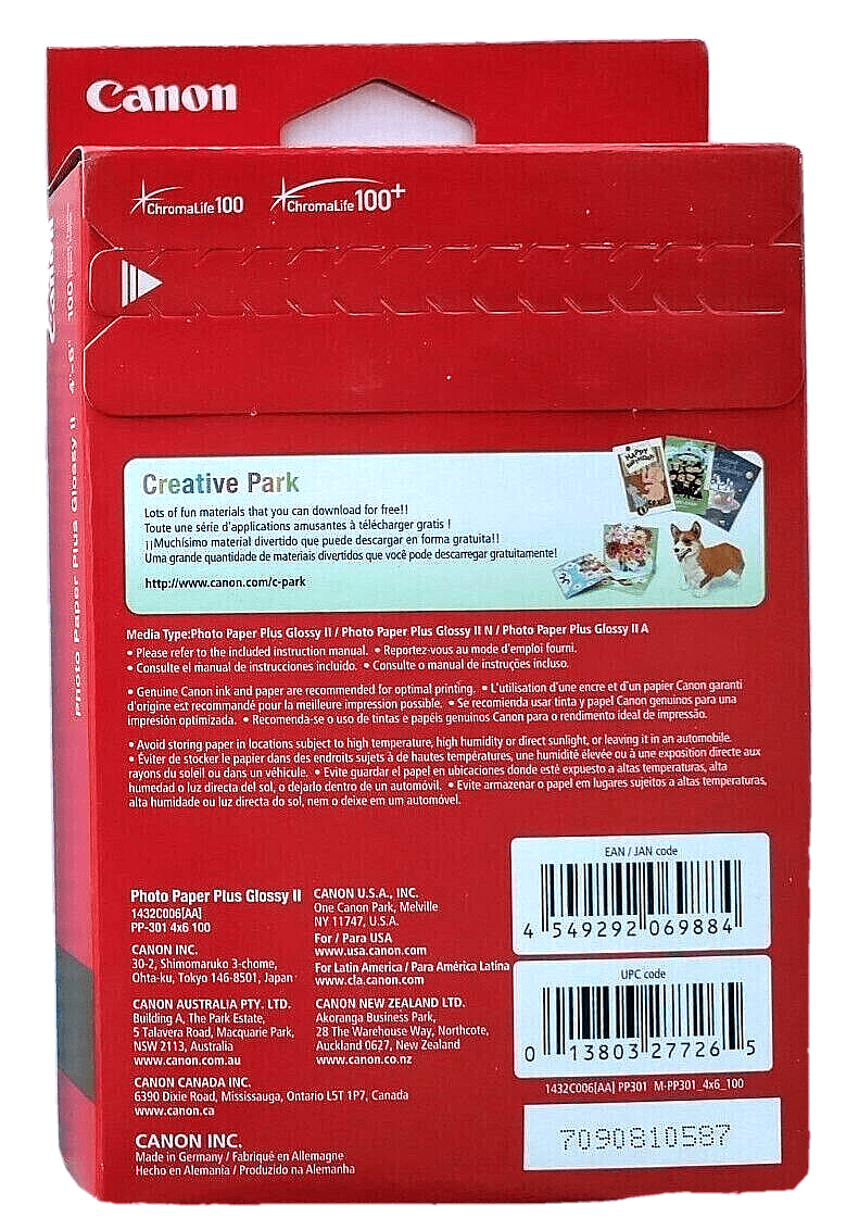 Canon PP-301 Inkjet Photo Paper Plus Glossy II, 100 sheets